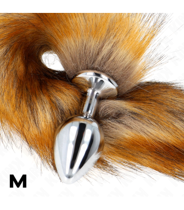 KINK PLUG ANAL TALLA M 8 X 35 CM CON COLA SINTETICA 40 CM MARRON