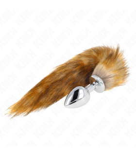 KINK PLUG ANAL TALLA L 10 X 4 CM CON COLA SINTETICA 40 CM MARRON