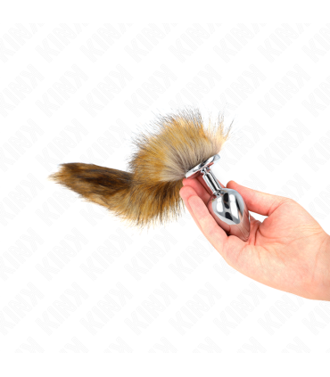 KINK PLUG ANAL TALLA L 10 X 4 CM CON COLA SINTETICA 40 CM MARRON