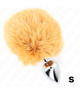 KINK PLUG 7 x 3 CM DE ACERO INOXIDABLE CON COLA DE CONEJO PIEL SINTETICA 8 CM BEIGE