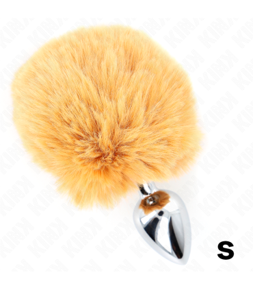 KINK PLUG 7 x 3 CM DE ACERO INOXIDABLE CON COLA DE CONEJO PIEL SINTETICA 8 CM BEIGE