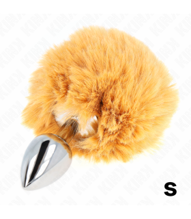 KINK PLUG 7 x 3 CM DE ACERO INOXIDABLE CON COLA DE CONEJO PIEL SINTETICA 8 CM BEIGE