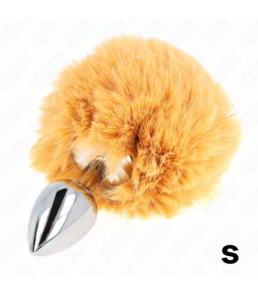 KINK PLUG 7 x 3 CM DE ACERO INOXIDABLE CON COLA DE CONEJO PIEL SINTETICA 8 CM BEIGE