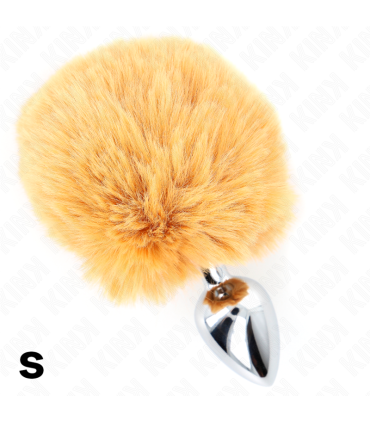 KINK PLUG 7 x 3 CM DE ACERO INOXIDABLE CON COLA DE CONEJO PIEL SINTETICA 8 CM BEIGE