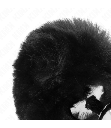 KINK PLUG 7 x 3 CM DE ACERO INOXIDABLE CON COLA DE CONEJO PIEL SINTETICA 8 CM NEGRO