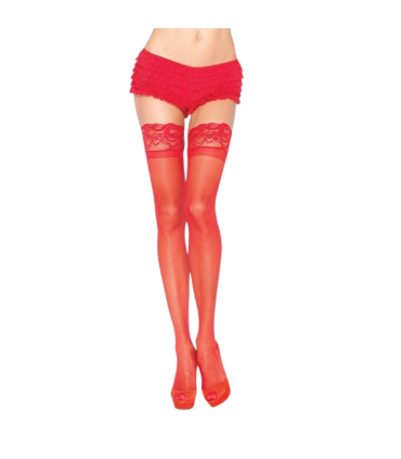 LEG AVENUE MEDIAS ROJAS CON ENCAJE AUTOADHESIVAS