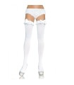 LEG AVENUE - MEDIAS OPACAS BLANCO CON ACABADO EN VOLANTE Y LAZO