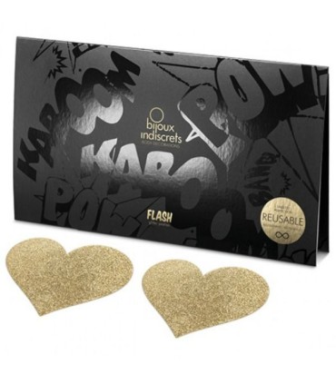 BIJOUX INDISCRETS PEZONERAS FLASH CORAZON DORADO