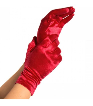 LEG AVENUE GUANTES SATIN ROJO