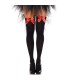 LEG AVENUE MEDIAS ALTAS NEGRAS CON LACITO ROJO TALLA UNICA