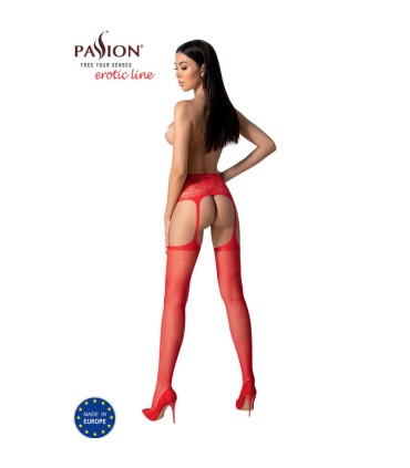 PASSION S028 MEDIAS CON LIGUERO ROJO TALLA UNICA
