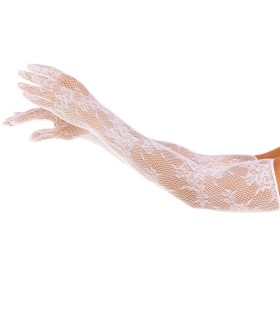 LEG AVENUE GUANTES RED FLORAL BLANCO