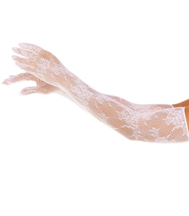 LEG AVENUE GUANTES RED FLORAL BLANCO