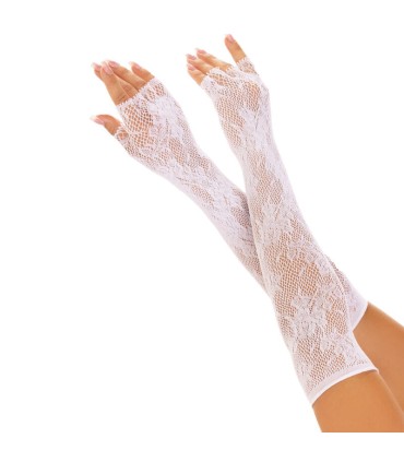 LEG AVENUE GUANTES SIN DEDOS RED FLORAL BLANCO