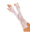 LEG AVENUE - GUANTES SIN DEDOS RED FLORAL BLANCO