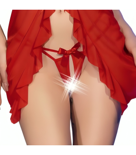 CHILIROSE CR 4696 BABYDOLL TANGA CROTCHLESS ROJO S M