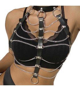 SUBBLIME ARNES DE PECHO CADENAS CUERO NEGRO TALLA UNICA