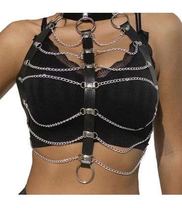 SUBBLIME ARNES DE PECHO CADENAS CUERO NEGRO TALLA UNICA