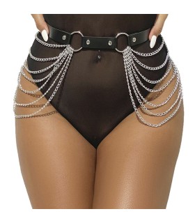SUBBLIME CINTURON DE CADENAS CUERO NEGRO TALLA UNICA