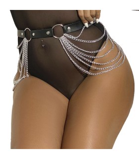 SUBBLIME CINTURON DE CADENAS CUERO NEGRO TALLA UNICA