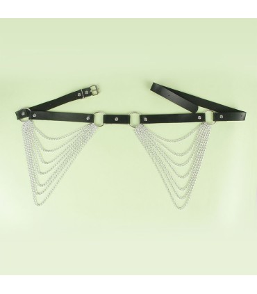 SUBBLIME CINTURON DE CADENAS CUERO NEGRO TALLA UNICA