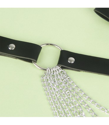 SUBBLIME CINTURON DE CADENAS CUERO NEGRO TALLA UNICA