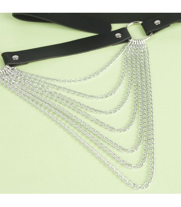 SUBBLIME CINTURON DE CADENAS CUERO NEGRO TALLA UNICA