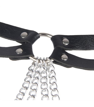 SUBBLIME CINTURON DE CADENAS ANILLAS CUERO NEGRO TALLA UNICA