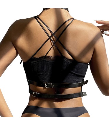 SUBBLIME ARNES DE PECHO ANILLAS DE CUERO NEGRO TALLA UNICA