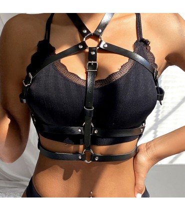 SUBBLIME ARNES DE PECHO ANILLAS DE CUERO NEGRO TALLA UNICA