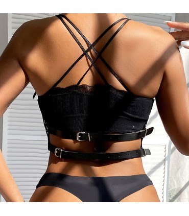 SUBBLIME ARNES DE PECHO ANILLAS DE CUERO NEGRO TALLA UNICA