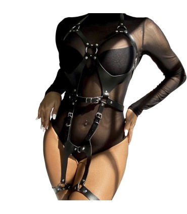 SUBBLIME ARNES CUERPO ENTERO CON HEBILLAS CUERO NEGRO TALLA UNICA