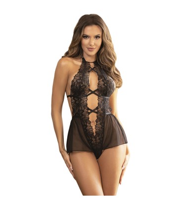 SUBBLIME TEDDY CUELLO HALTER ESPALDA DESCUBIERTA ENCAJE NEGRO L XL