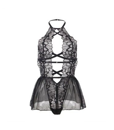 SUBBLIME TEDDY CUELLO HALTER ESPALDA DESCUBIERTA ENCAJE NEGRO L XL