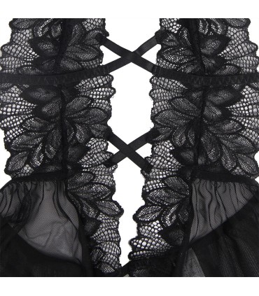 SUBBLIME TEDDY CUELLO HALTER ESPALDA DESCUBIERTA ENCAJE NEGRO L XL