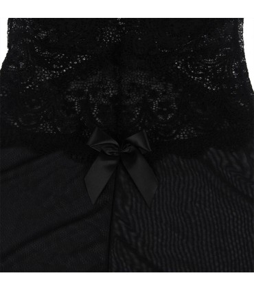 SUBBLIME BABYDOLL TELA DE TUL DETALLE ENCAJE Y FLOR NEGRO L XL