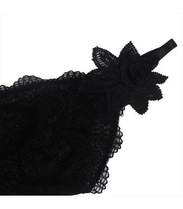SUBBLIME BABYDOLL TELA DE TUL DETALLE ENCAJE Y FLOR NEGRO L XL