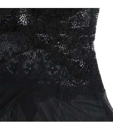 SUBBLIME BABYDOLL TELA DE TUL DETALLE ENCAJE Y FLOR NEGRO L XL