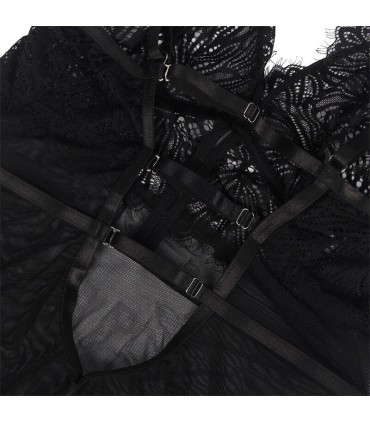 SUBBLIME BABYDOLL CON TIRANTES AJUSTABLES DE ENCAJE NEGRO L XL