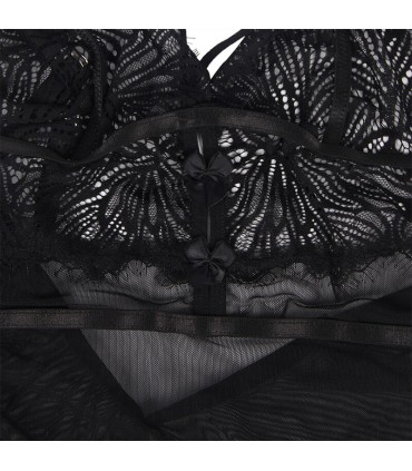 SUBBLIME BABYDOLL CON TIRANTES AJUSTABLES DE ENCAJE NEGRO L XL
