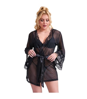 SUBBLIME BATA TELA TRANSPARENTE DETALLE ENCAJE NEGRO L XL