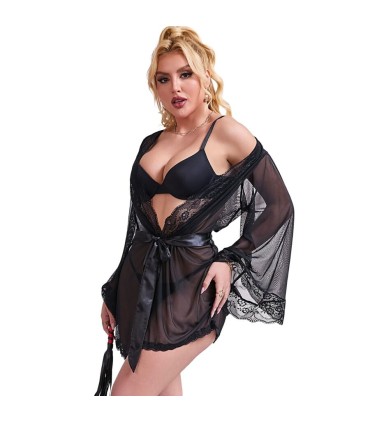 SUBBLIME BATA TELA TRANSPARENTE DETALLE ENCAJE NEGRO L XL