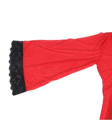 SUBBLIME BATA TELA TRANSPARENTE DETALLE ENCAJE ROJO L XL