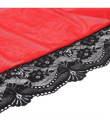 SUBBLIME BATA TELA TRANSPARENTE DETALLE ENCAJE ROJO L XL