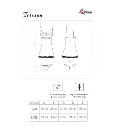 LIVCO CORSETTI FASHION ZERUNAM SET BABYDOLL TANGA NEGRO S M