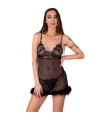 LIVCO CORSETTI FASHION - ZERUNAM SET BABYDOLL + TANGA NEGRO