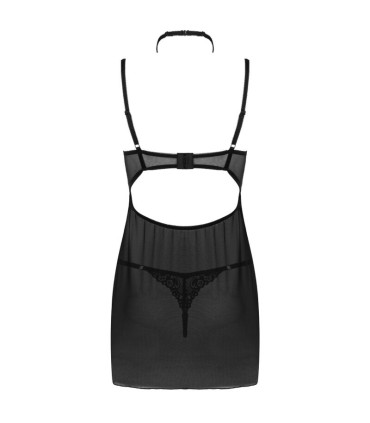 LIVCO CORSETTI FASHION BINELLA SET BABYDOLL TANGA NEGRO S M