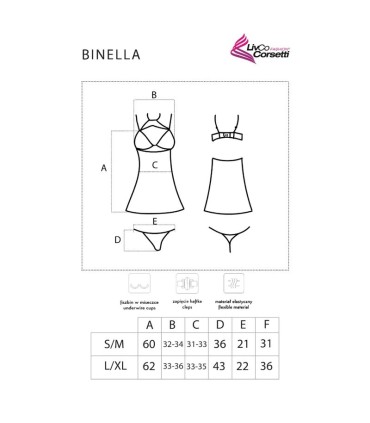 LIVCO CORSETTI FASHION BINELLA SET BABYDOLL TANGA NEGRO S M