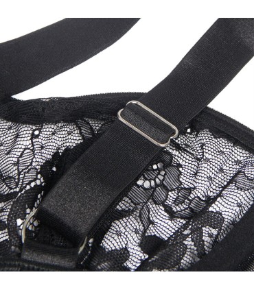 SUBBLIME TEDDY CON LIGA DETALLE ENCAJES Y TIRAS NEGRO S M