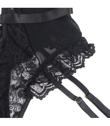 SUBBLIME TEDDY CON LIGA DETALLE ENCAJES Y TIRAS NEGRO L XL